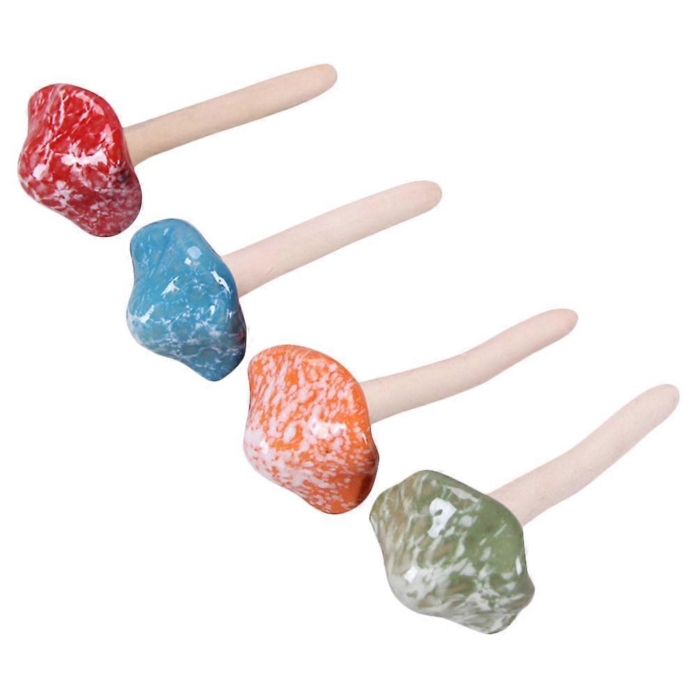 Mushroom Statue Decor Ceramic Lawns Assorted Color 4Pcs