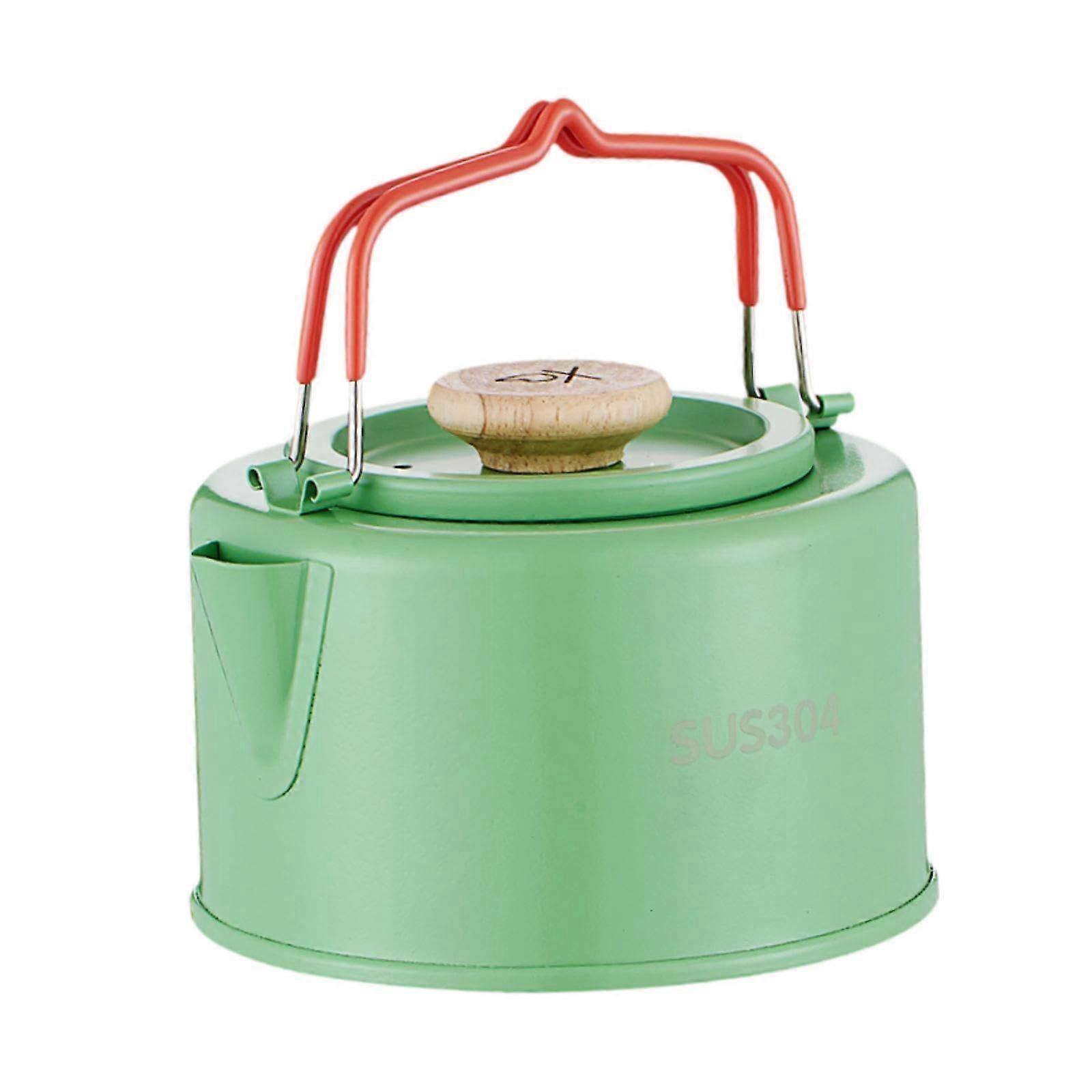 Camping Tea Kettle 1.1 L Light Portable Teapot for Outdoor Activities, Hiking, Picnic, Green