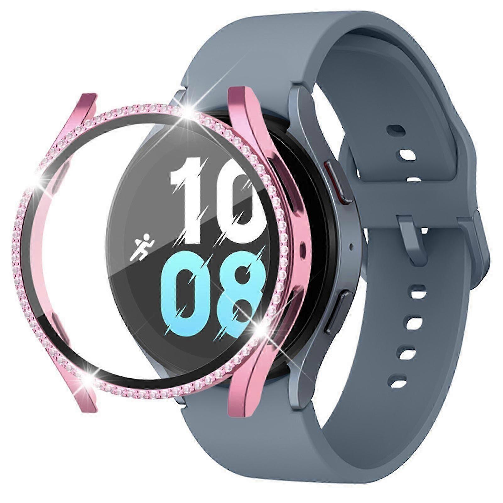 جراب بلينغ لساعة سامسونج جالاكسي 6 40 مم 44 ملم ، غطاء وجه لامع ماسي لملحقات Galaxy Watch 6