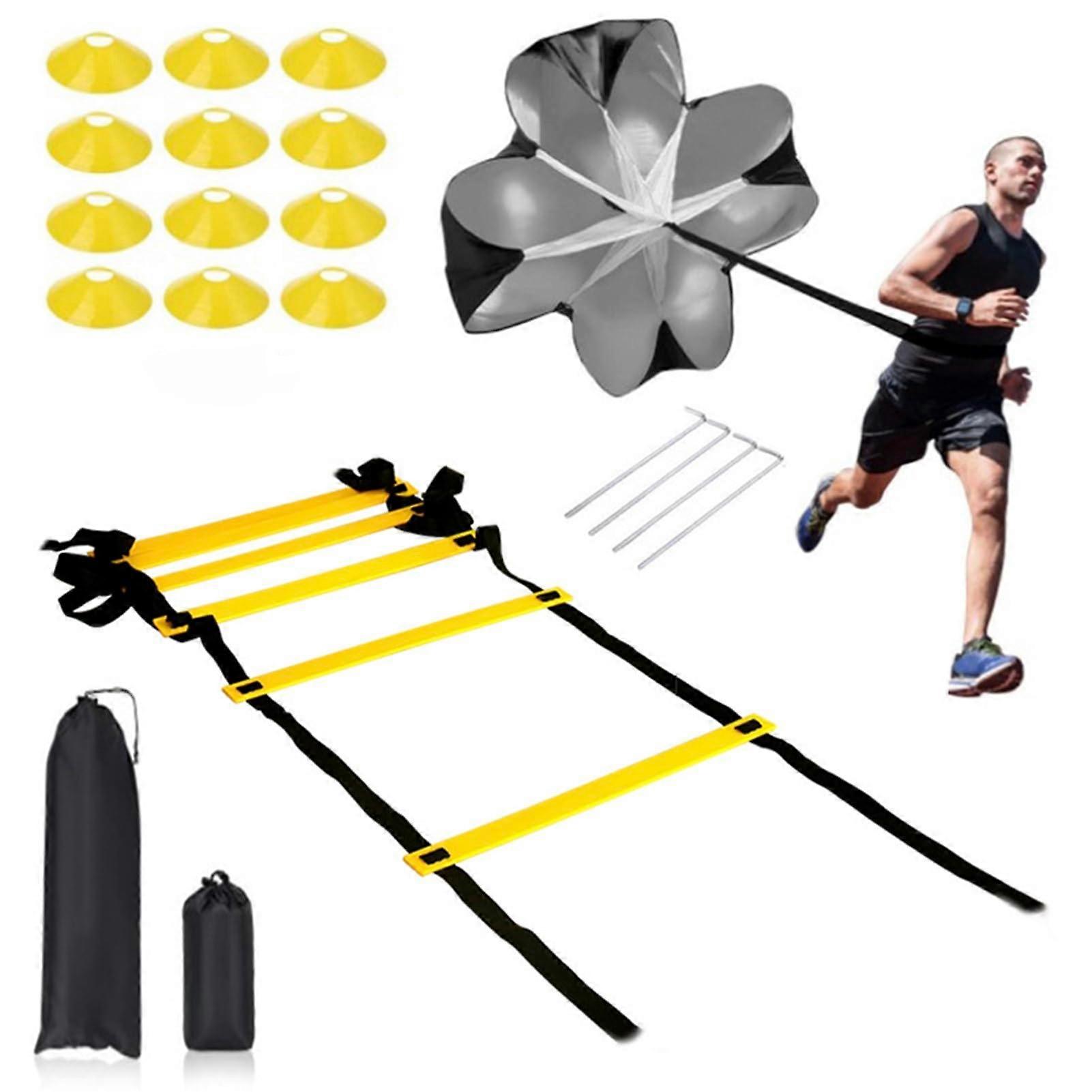 Football training accessories, coordination ladder with adjustable rungs, carry bag Upgraded Version