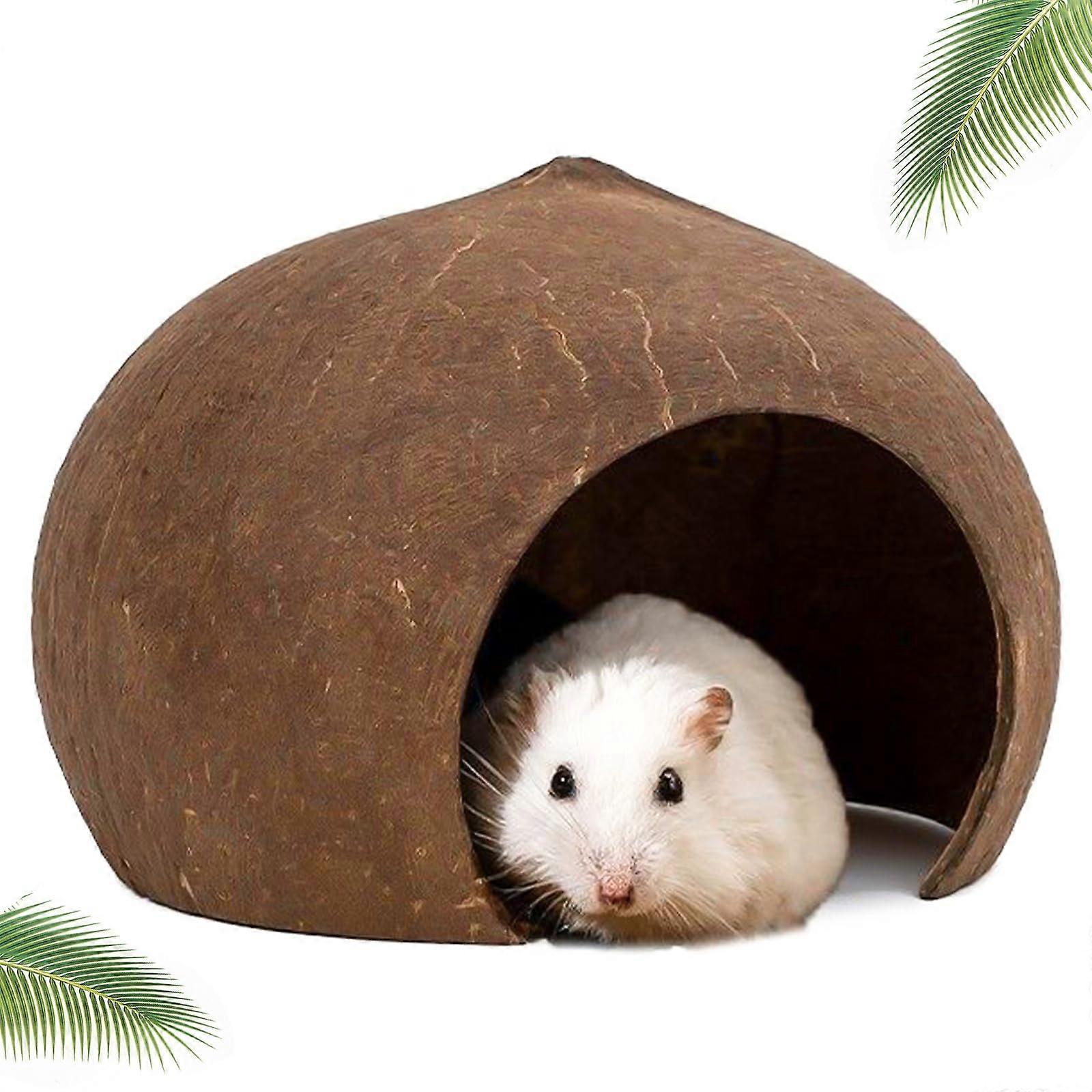 Hamster House Coconut Hideout Coconut Shell Hideout Small Animal Habitat 13.5 x 7.6 x 10.5 cm