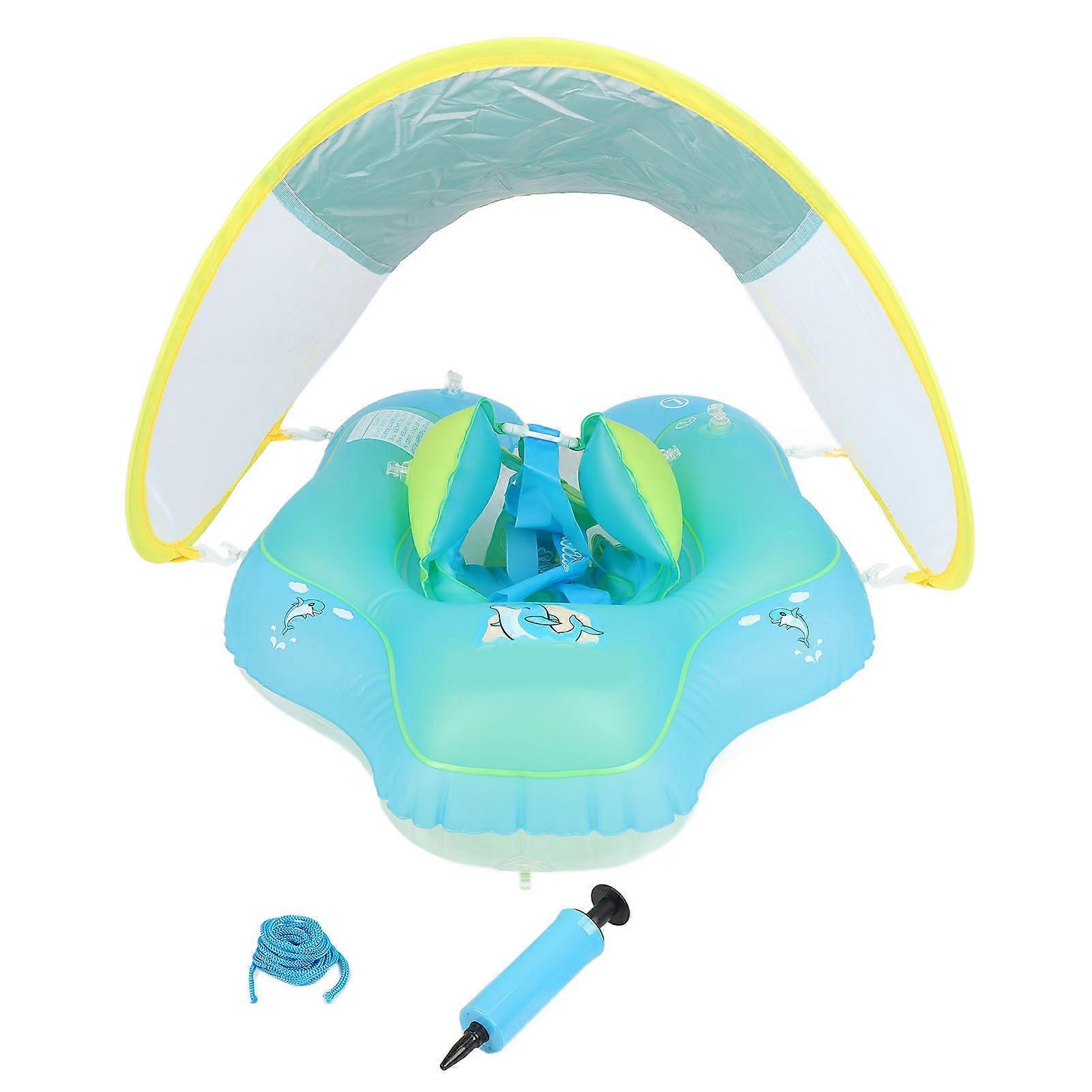 Baby Swimming Float Inflatable Infant Pool Float Ring with Removable Sun Protection Canopy