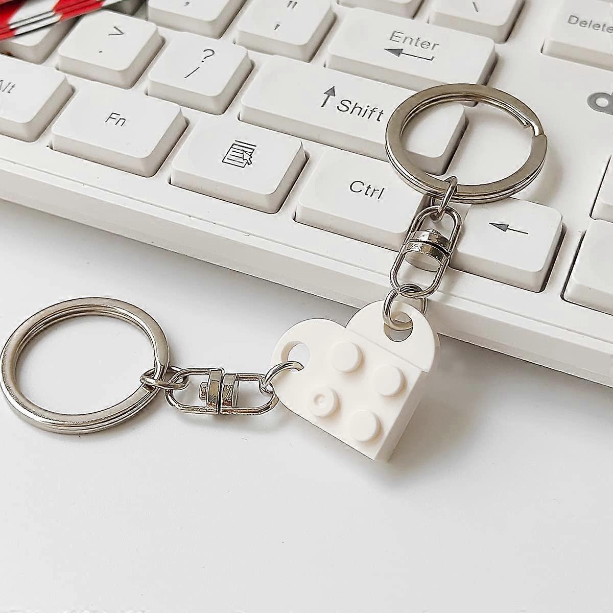 White building block keychain girlfriend keychain couple boys and girls ...