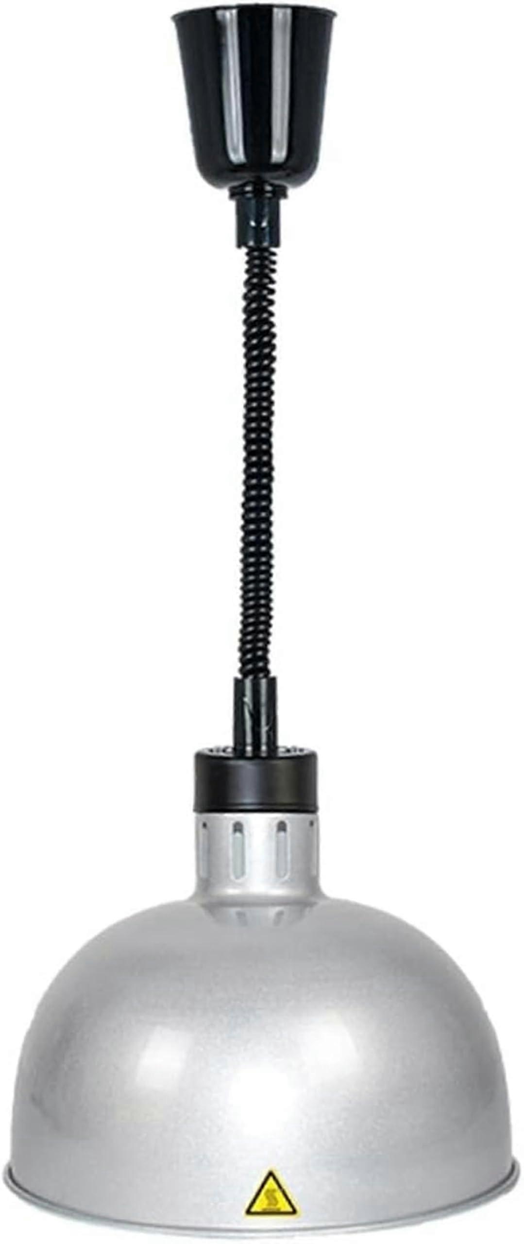 Retractable heat lamp for buffet, silver