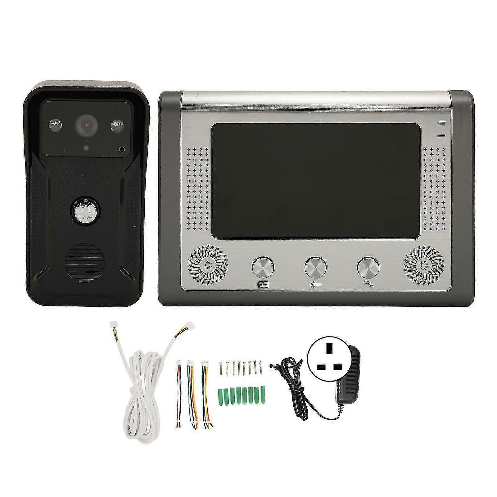 7Inch Video Door Phone Doorbell With Night Vision Infrared Camera Hands Free Intercom Adjustable Video Doorphone 100?240v Uk Plug