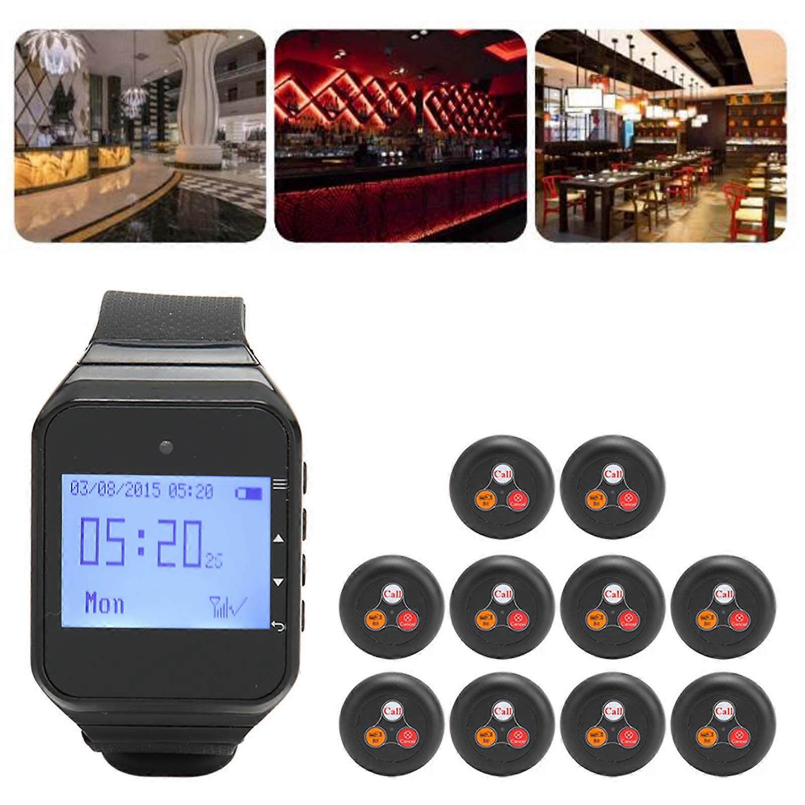 Patient Pager System 10 Pagers 1 Watch Receiver Stable Signal Dual Mode Wireless Calling System for Hotel Hospital