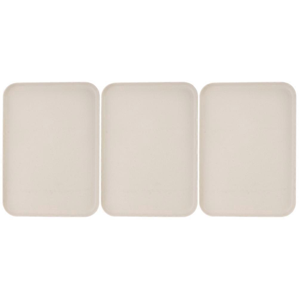Snack Trays Multi-Function Serving Tray Non-Slip Food Storage Large Capacity Beige 24X17X2Cm Rectangular 3Pcs
