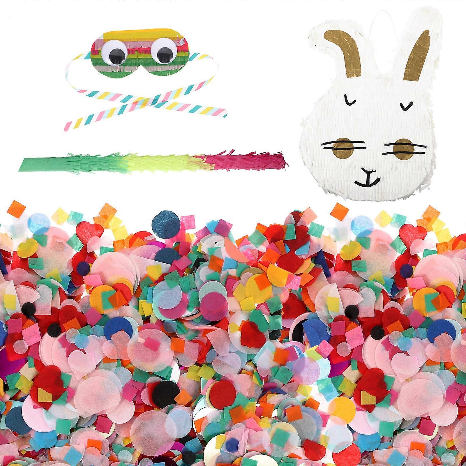 Rabbit Piñata Set for Birthday Parties – Lightweight Paper Piñata with Hold Stick & Eye Mask for Easter & Carnival Events