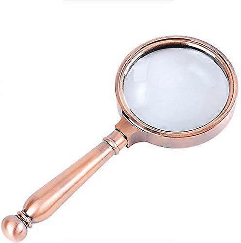 Lupen 8-Fach Handlupe mit Bronze-Metallgriff und Weißem Glas, 70 mm Leselupe für Ältere Schreibwaren und Bürobedarf, 1 Stück