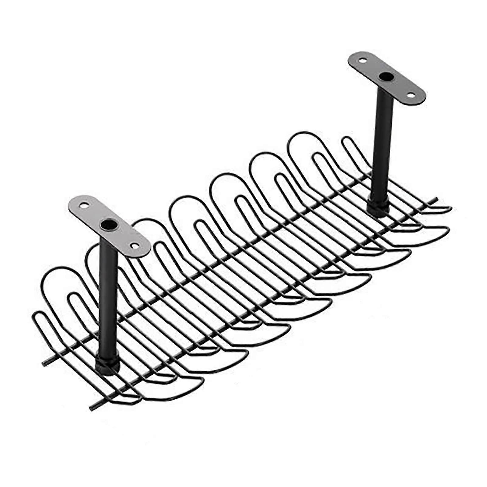 Writing Desk Bottom Line Organizer Power Cord Plug Row Shelf Hanging Basket (Color: Black, Size: One Size) Standard Size Black