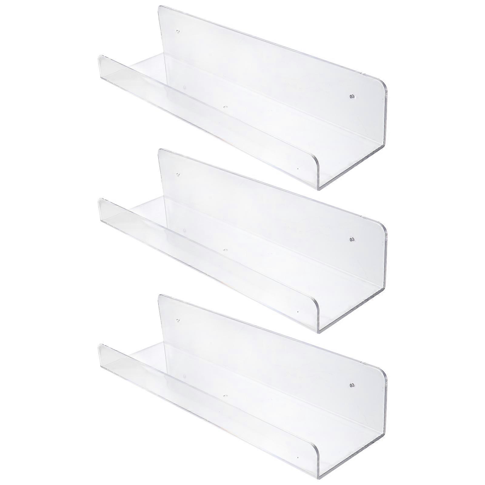 Wall Seasoning Shelf Three Layer Wall Mounted Kitchen Rack Storage Transparent 38X11CM Wall Mounted 3Pcs