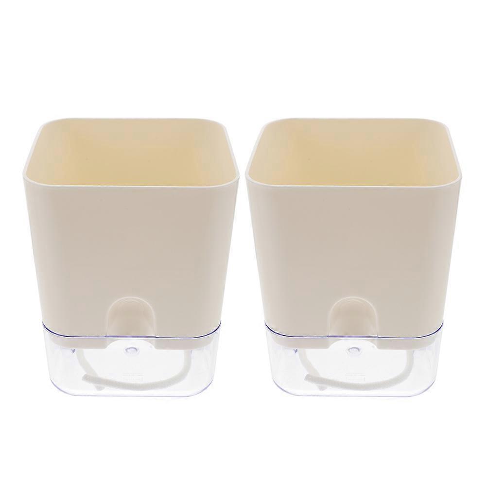 Automatic Watering Flowerpots Self-watering Planter Insert Balcony Terrace 5.3×4.3×4.3in AS 2Pack