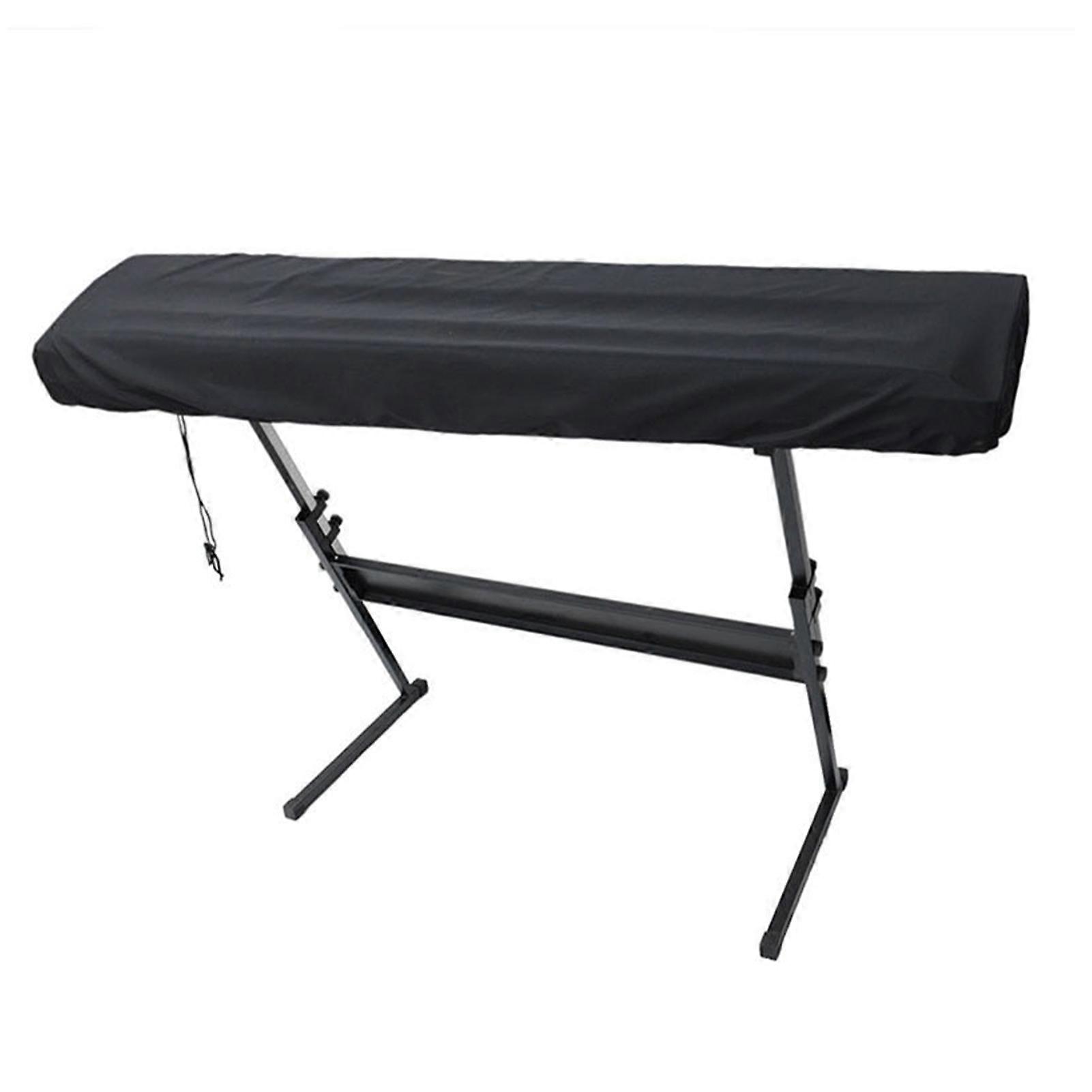 61 Key Black Piano Keyboard Cover with Shrinkable Drawstring Polyester Enclosed Electric Piano Keyboard Cover 
