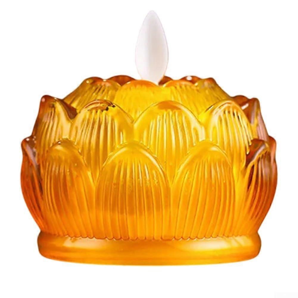Aesthetic LED Lotus Lamp with Gentle Lighting for Peaceful Home Atmosphere, Transparent Orange Color, Decorative Design