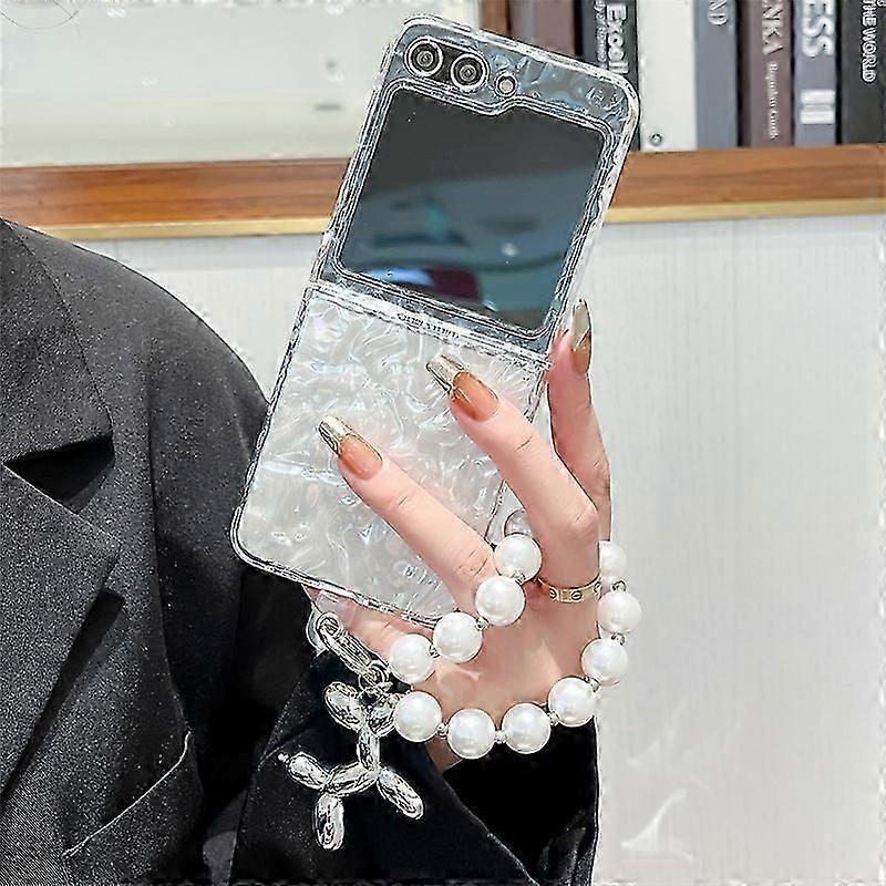 For Samsung Galaxy Z Flip 6 Case with Hand Strap, Ultra Thin Plating Hard PC Shockproof Case For Women and Girls