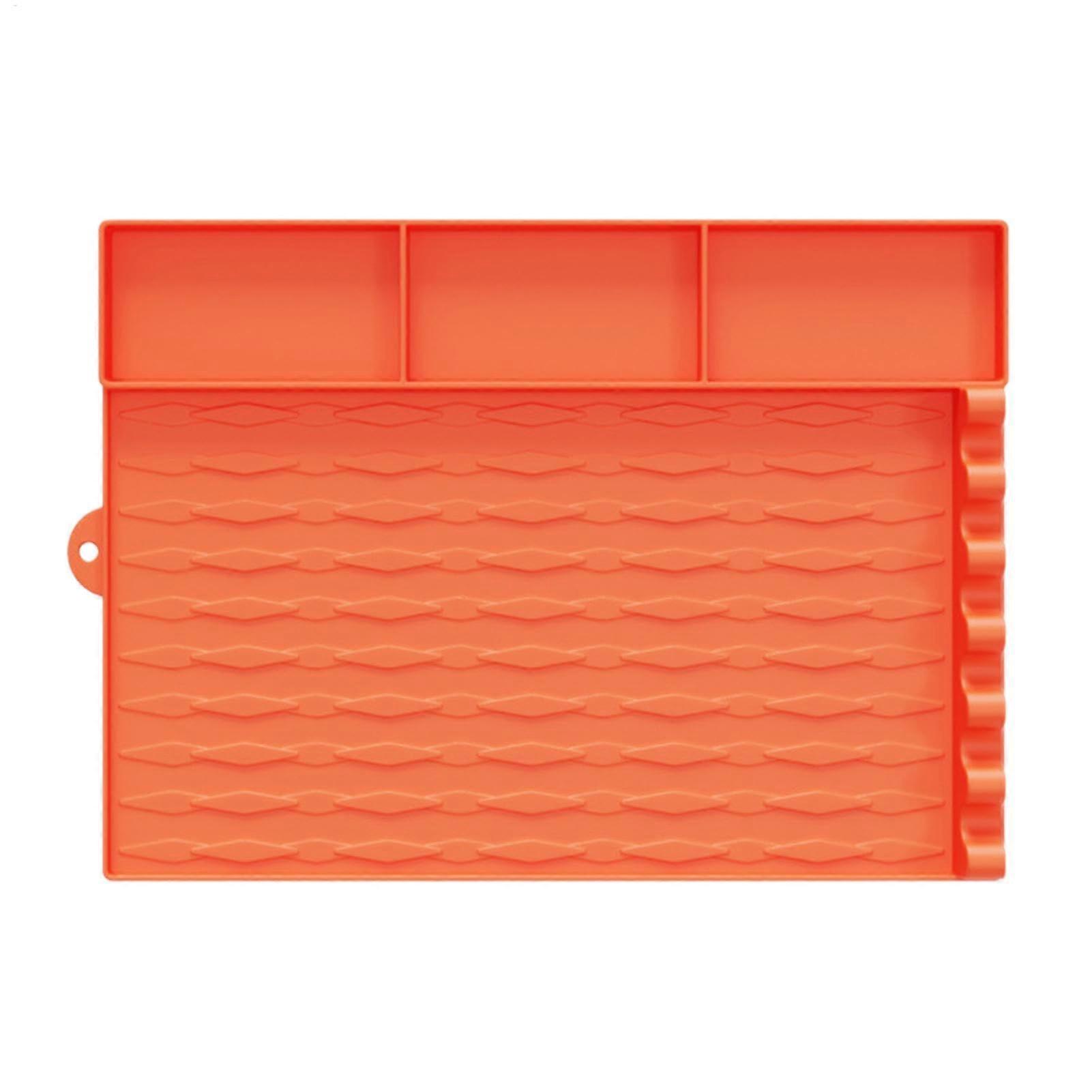 Grill Side Table Silicone Mat HeatResistant Grill Utensil Holder Orange