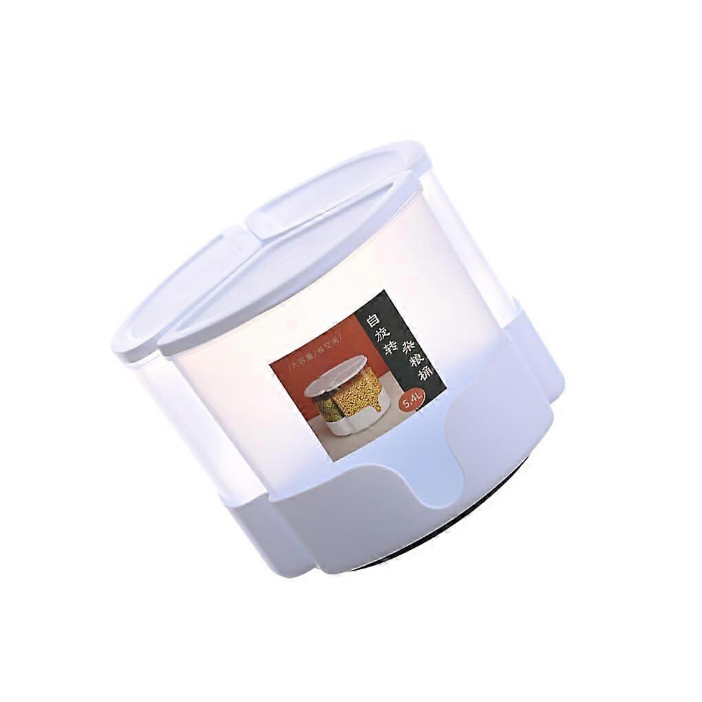 Rotatable Grain Dispenser for Rice and Beans, 3-Grid Sealed Moistureproof Storage with Lid, White