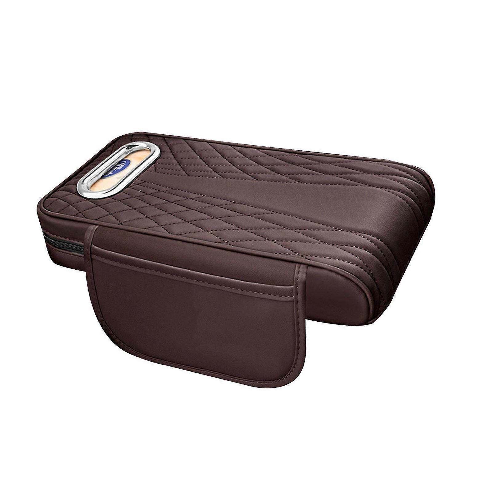 Soft Sponge Car Center Console Cushions Pad with Convenient Strap Installation & Sponge Ergonomic Console Booster for Car Mocha brown