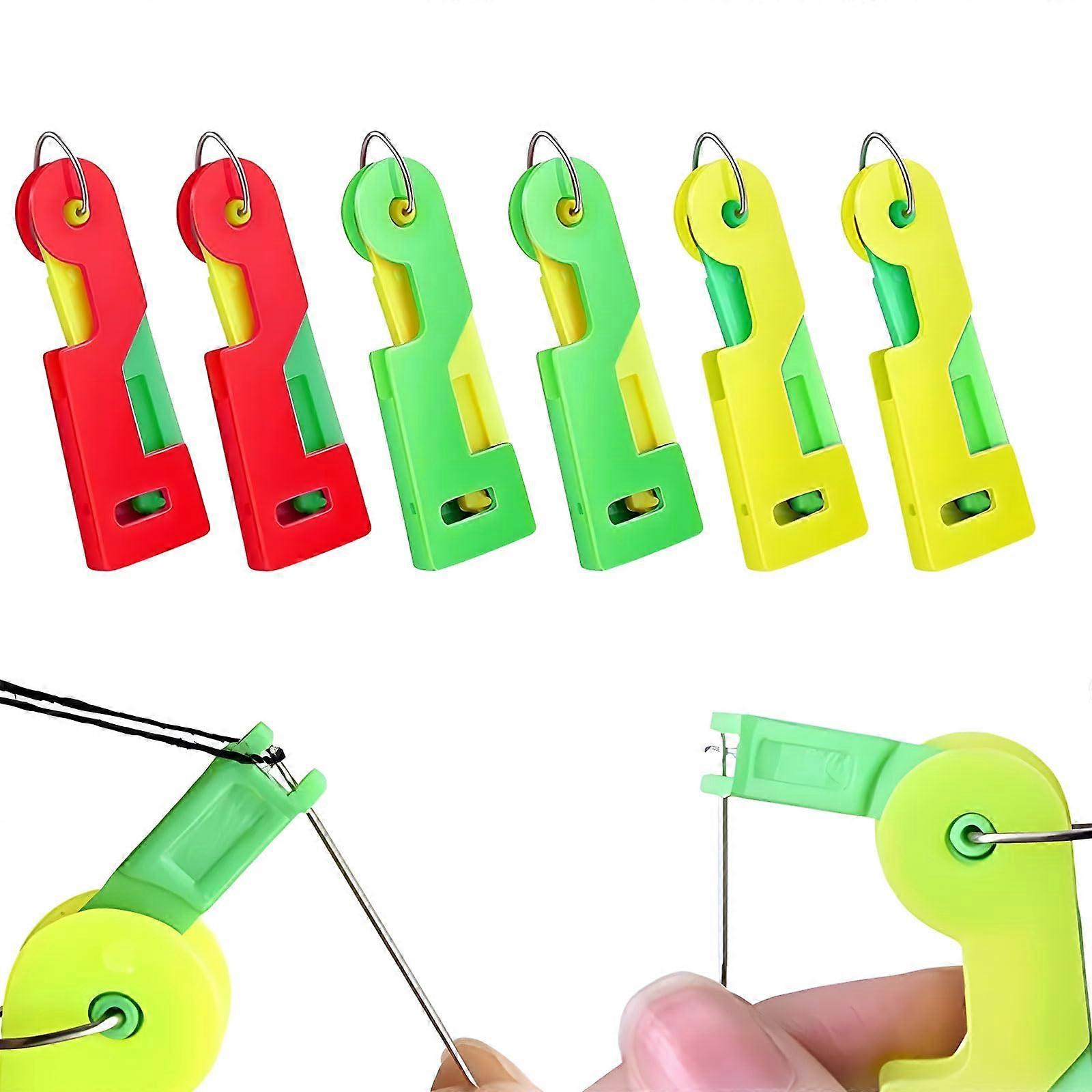 Needle Threader Pack of 6, Plastic Sewing Threading Aid for Needles, Easy Threading