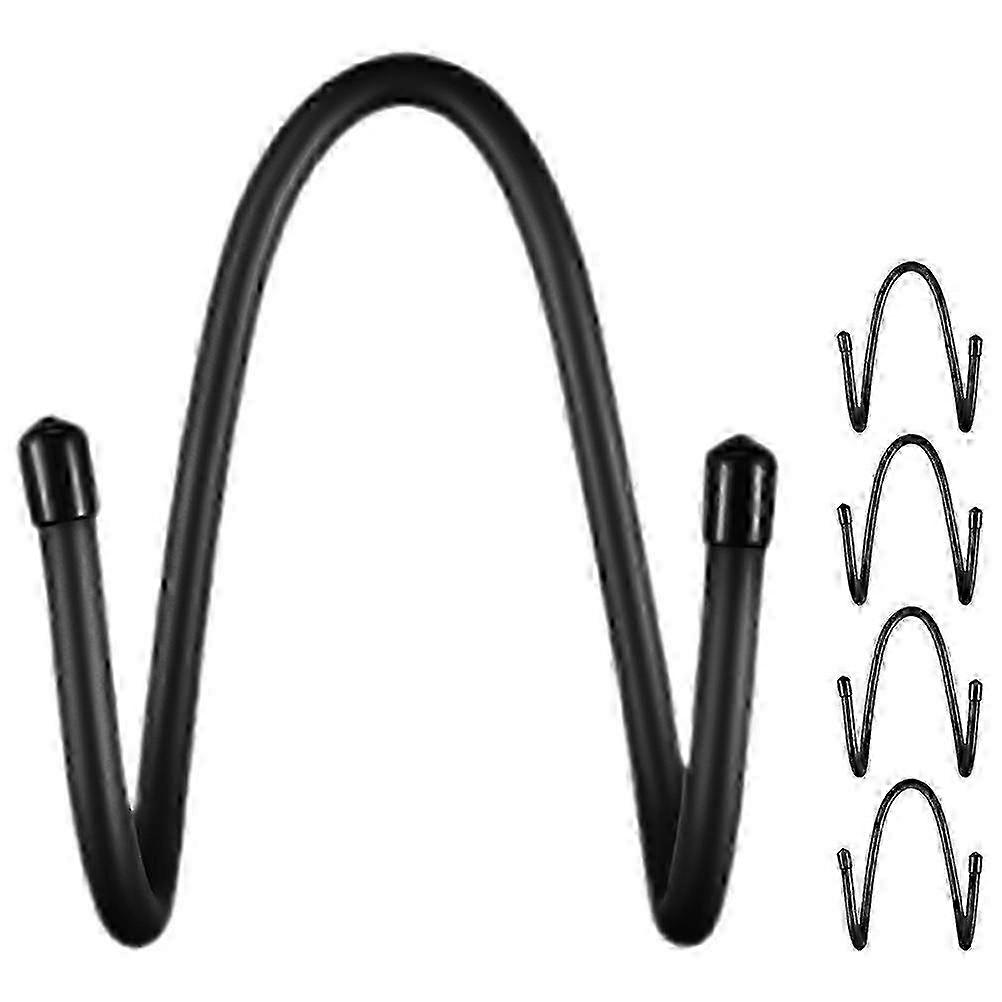 5pcs Multi-Functional Wall Hooks for Yoga Mats, Towels & Hats - Stylish Black Organizers (14.5x6.5x5.5cm)