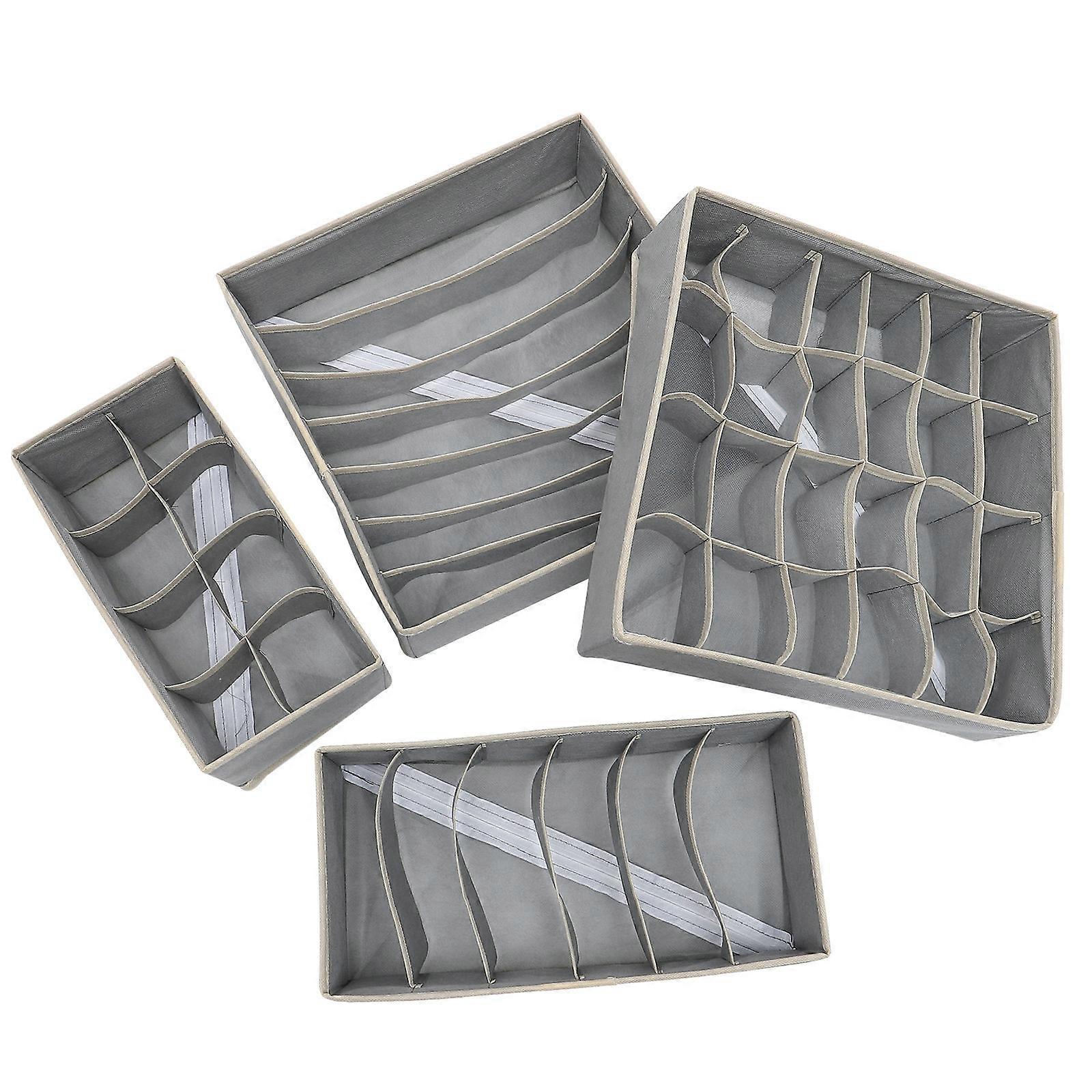 Underwear Drawer Organizer Box Set   Non Woven Sock & Underpants Storage Dividers for Closet & Home   Wear Resistant Gray Organizers for Neat