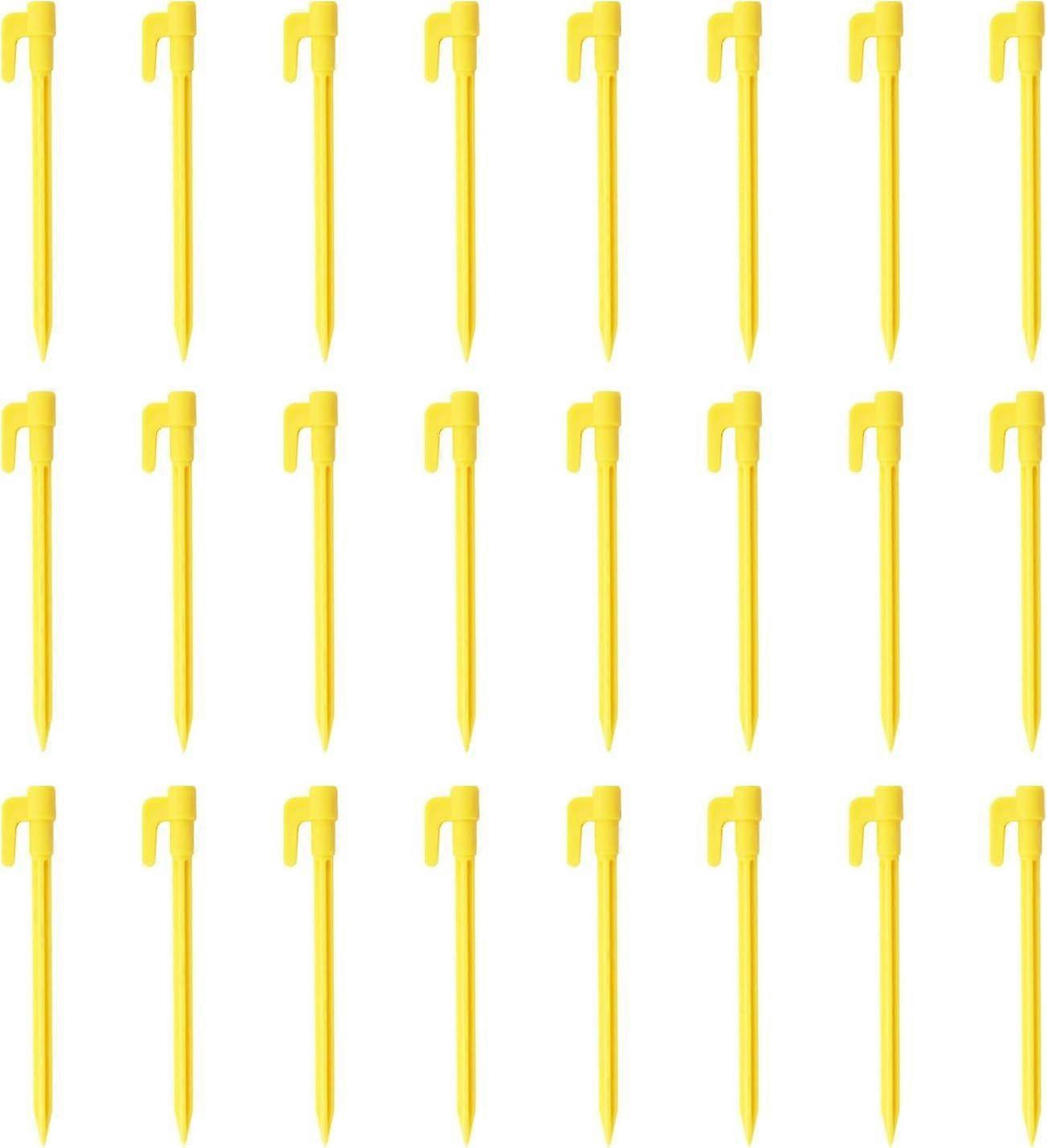 24pcs Yellow Plastic Tent Pegs & Stakes - Multipurpose for Camping, Inflatables, Garden & Outdoor Decor