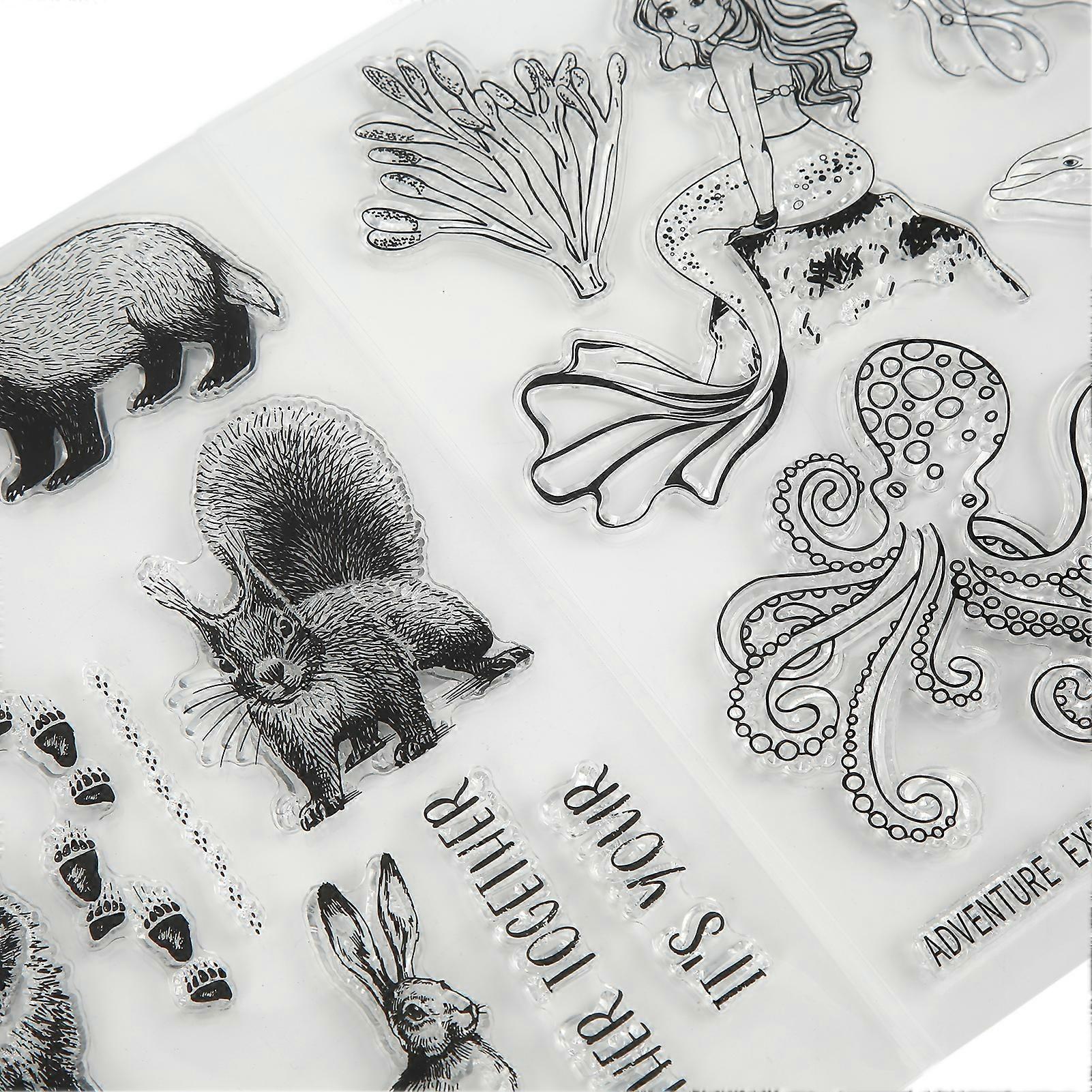 2pcs Transparent Stamps TPR Material DIY Interesting Embossing Animal Pattern Card Making Tool