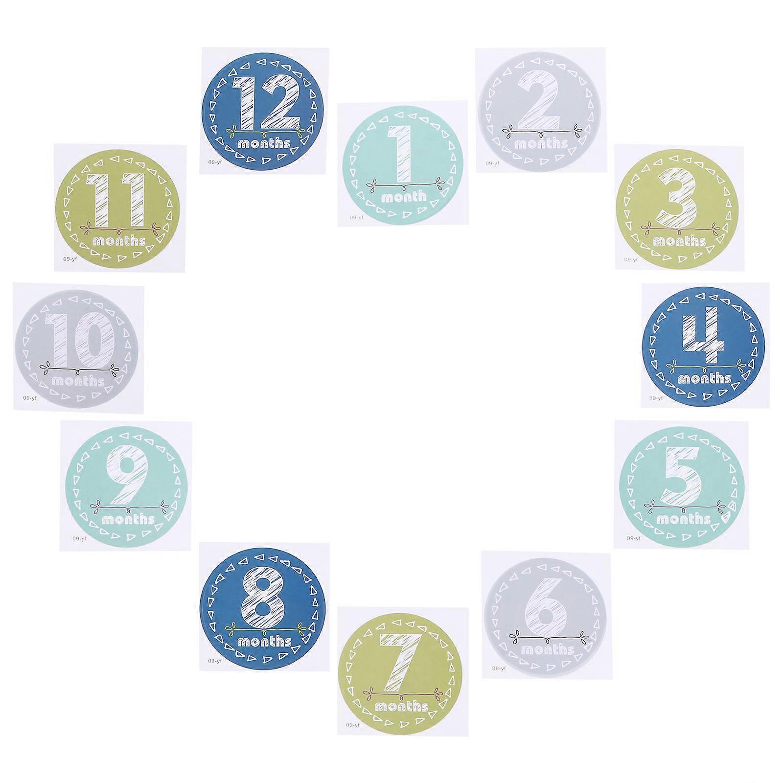 Month Milestone Stickers Baby Monthly Sticker Assorted Color 11.2x11.2 Cm Keepsake 1 Set