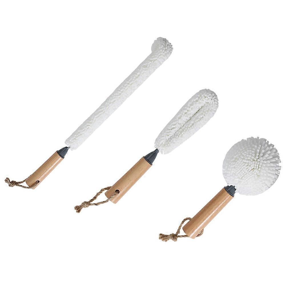 3Pcs Lengthened Handle Cleaning Brushes for Glass Cups Wine Bottles and Crystal Goblets Assorted