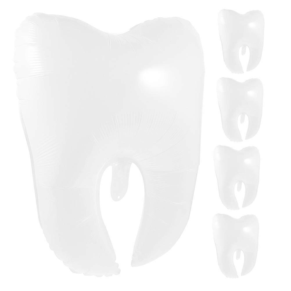 Tooth Shaped Balloons Pack of 5 Large Inflatable Decorative Balloons for Birthday Parties and Indoor Outdoor Events PE Material Photo Props