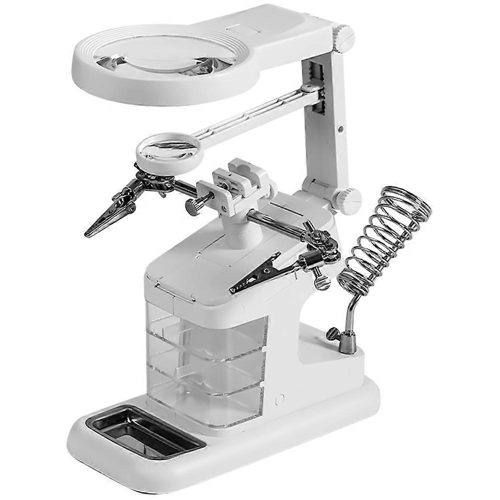 LED Desk Magnifier Station with Helping Hands and Magnifying Lenses for Soldering, Jewelry Making, and Hobby Work