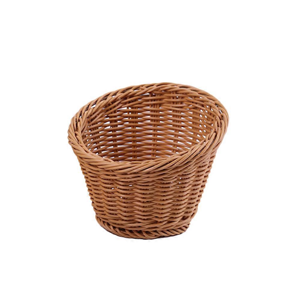 Multipurpose Woven Basket Simulated Rattan Braided Picnic Display Coffee Medium Size 1Pack