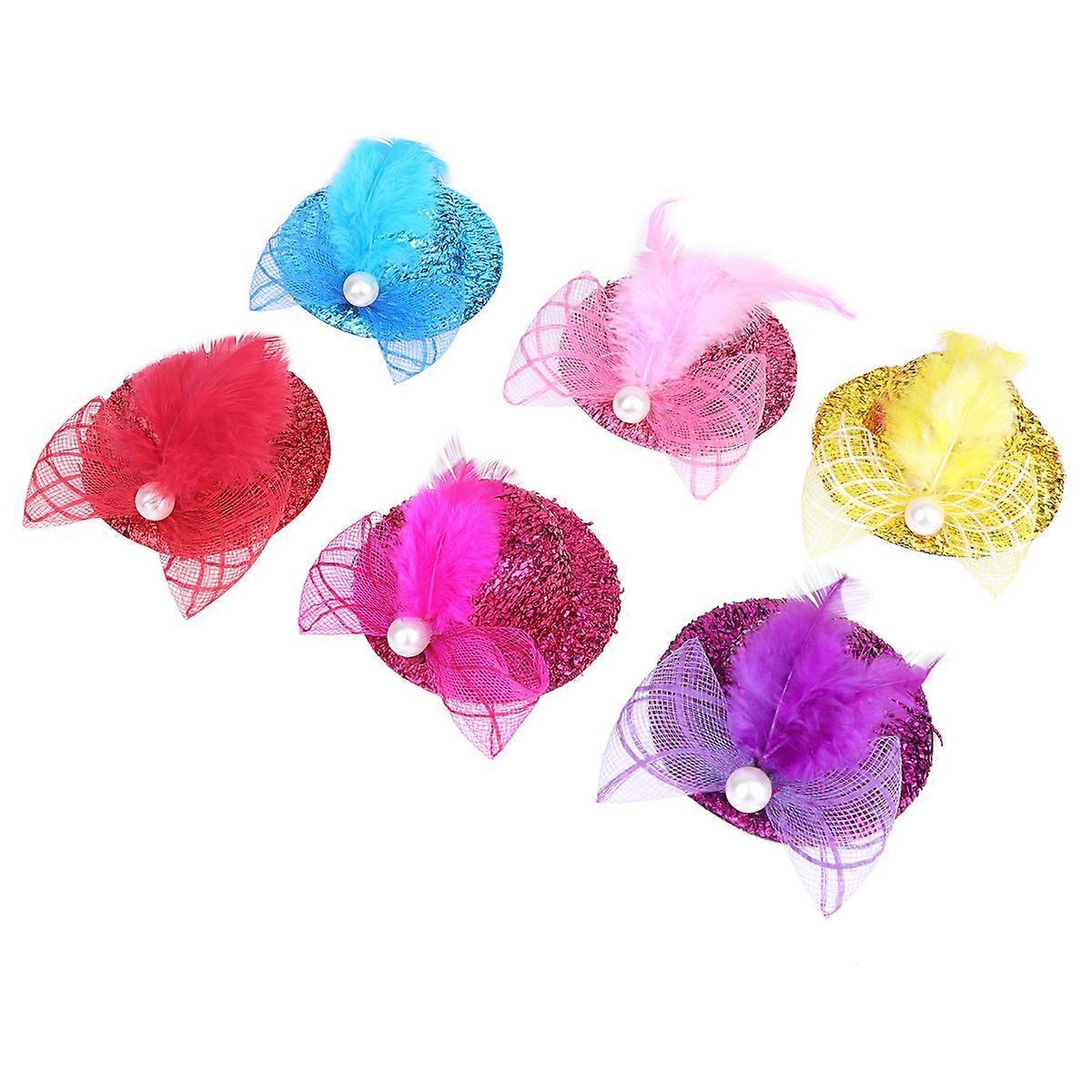 Assorted Color Glitter Hair Clips for Decoration with Pearl Design and Fabric Material Fits All Styles 12 Pieces