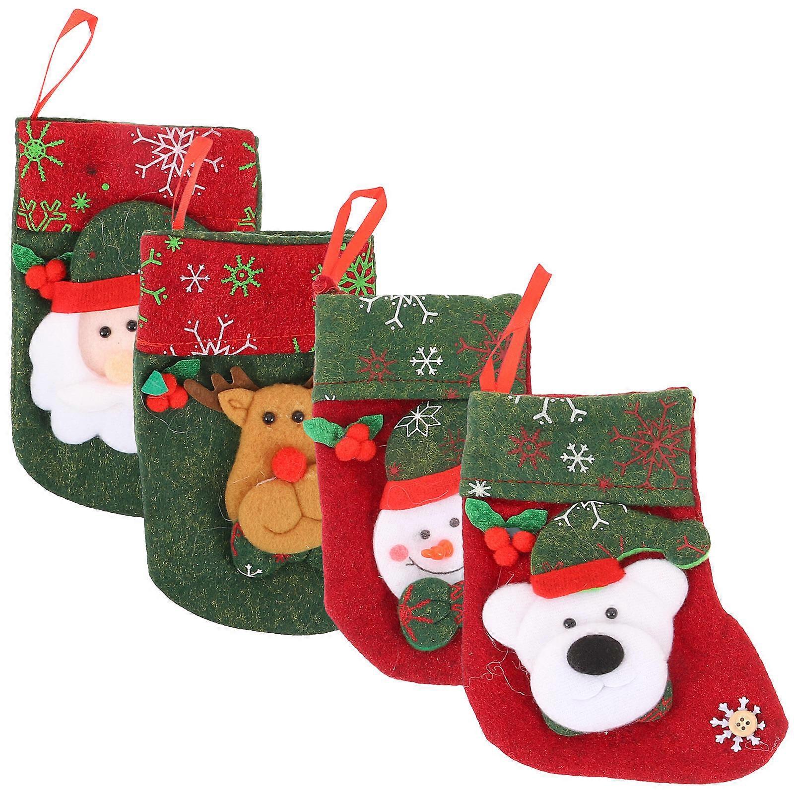 Socks Decoration Christmas Stockings Assorted Color 17x13.5x2cm Holding Candies 4Pcs