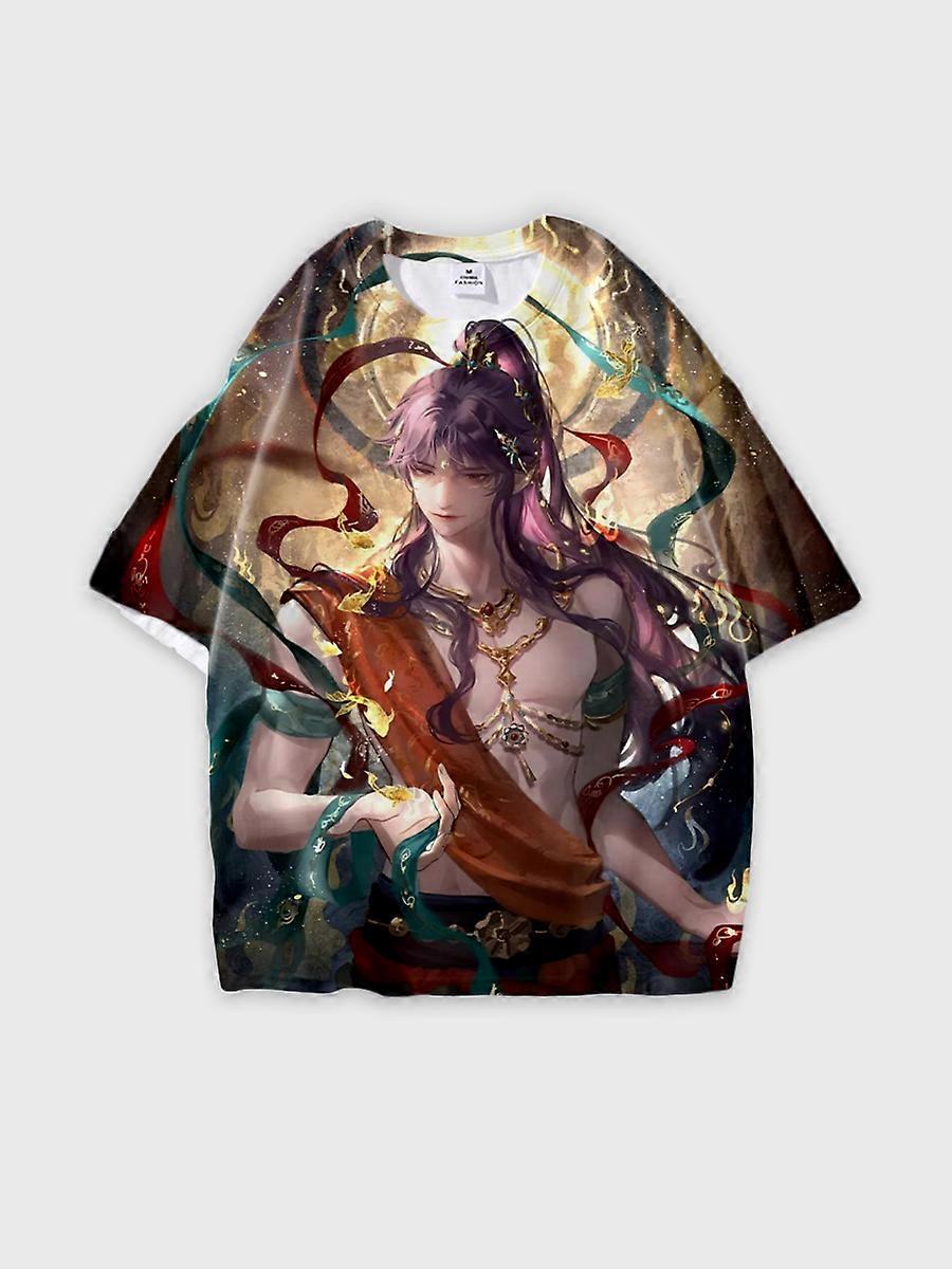 T-shirt round neck Role Pattern loose short sleeve B1237