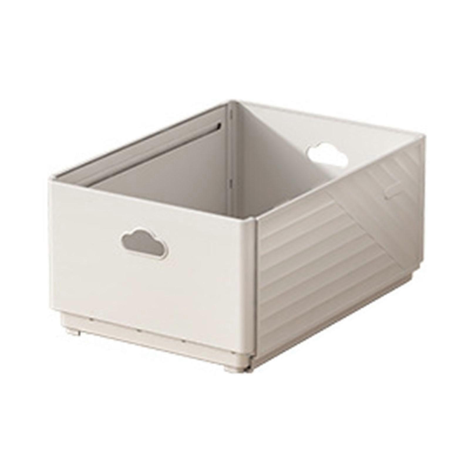 Expandable Single Layer Storage Box Rectangular Stackable Drawer Organizer for Kitchen Cabinet Desktop Living Room White Large