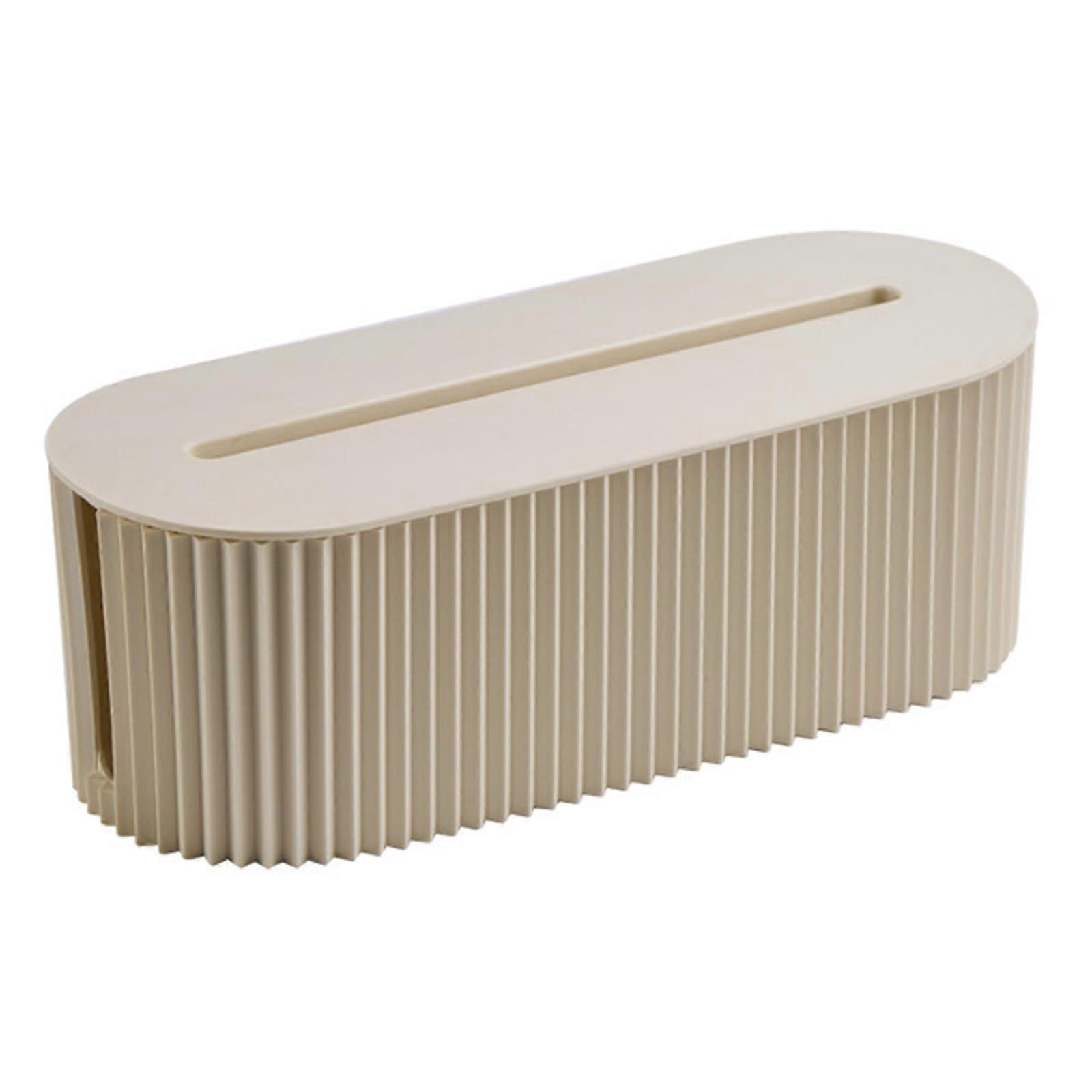 Cable Organiser Box, Large Capacity, with Lid, Surge Protection (Sand Colour)