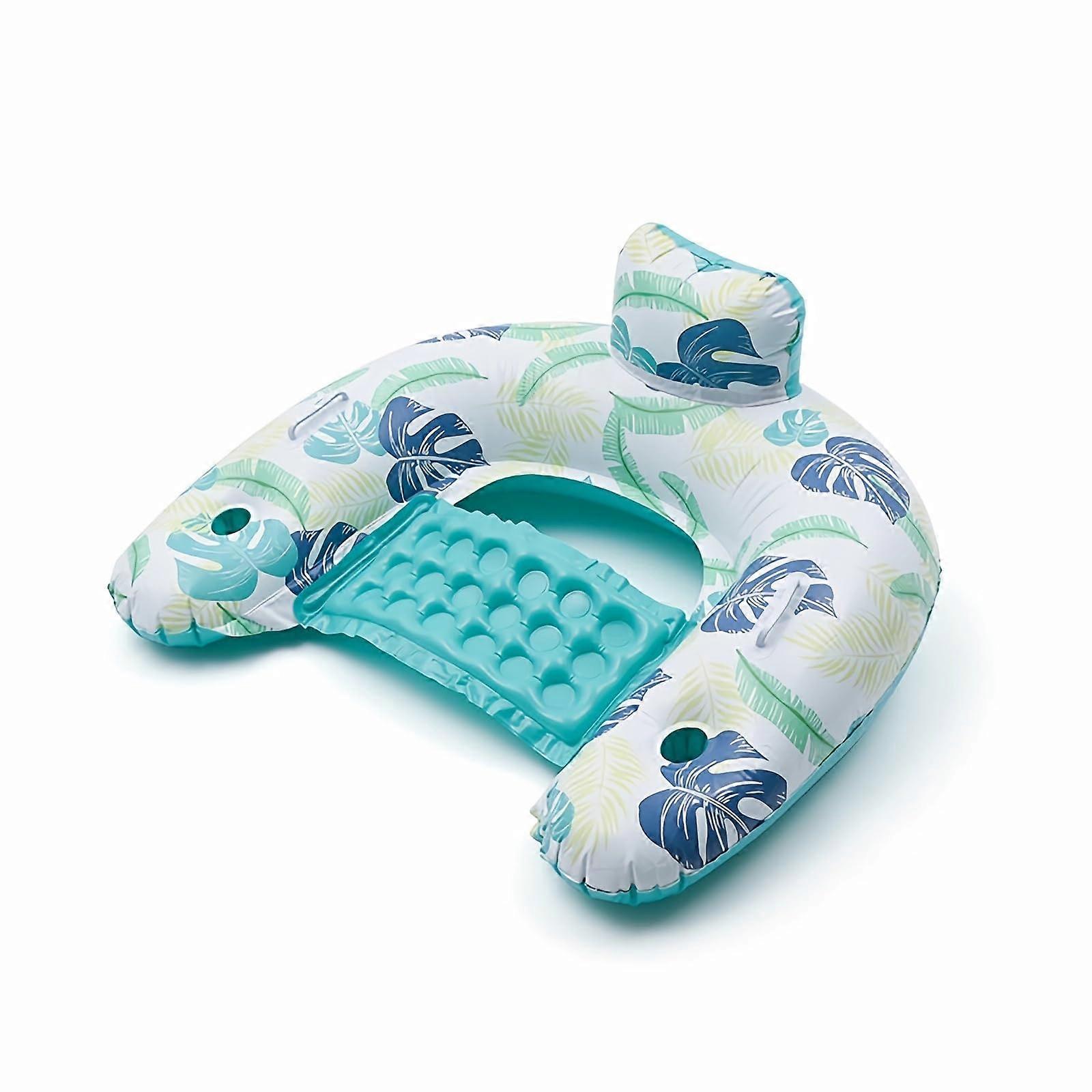 Inflatable Pool Float Chair with Cup Holder and Backrest - Portable Lounge Float for Pool, Beach, Lake, Summer Relaxation, Color 2