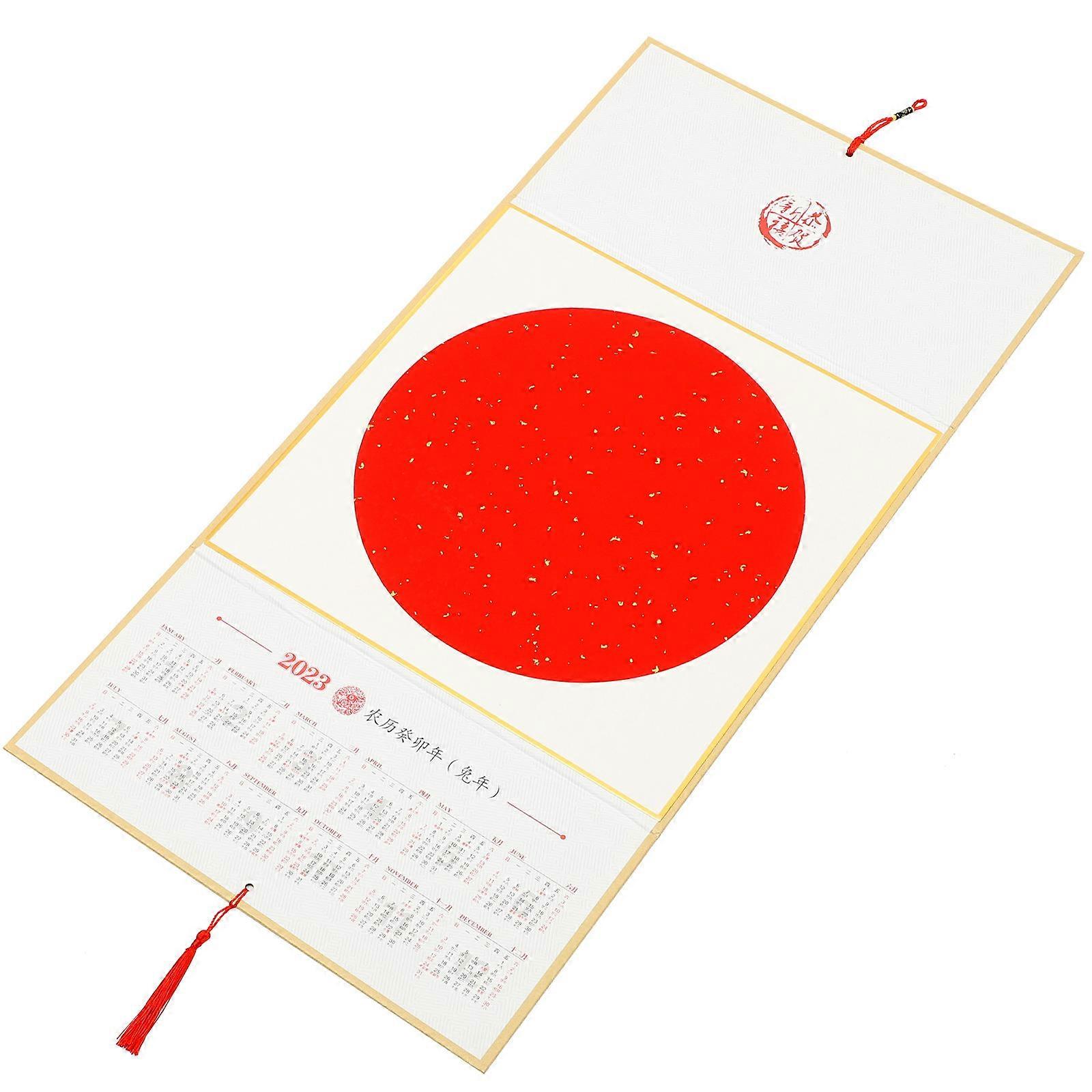 Traditional Lunar Calendar 2023 Rectangular Foldable Calendar Daily Use 27.51X13.36In Simple Design 1 Set