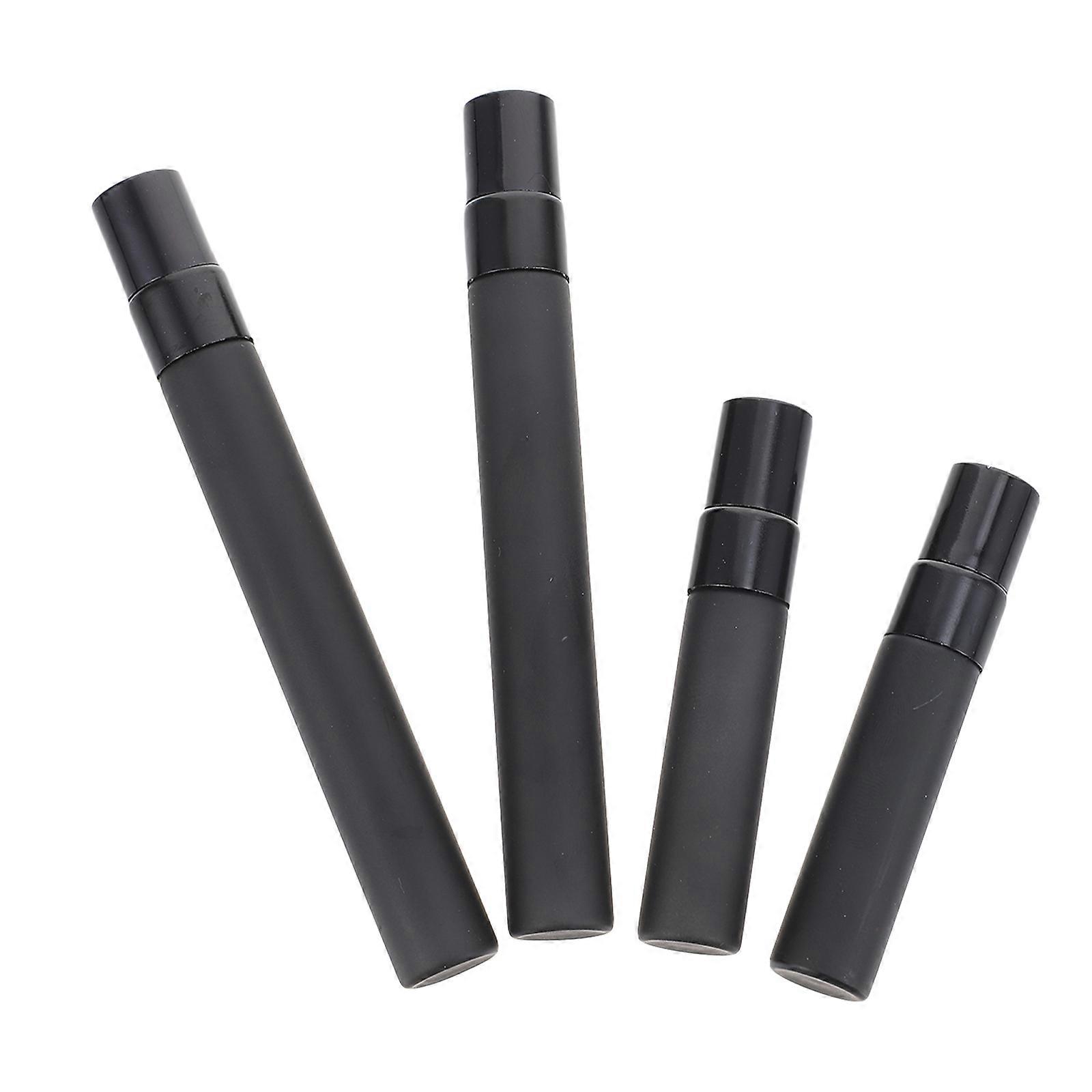 Travel-Friendly Black Frosted Glass Perfume Bottle Set Featuring Detachable Design 11.5X1.3X1.3CM 4Pcs