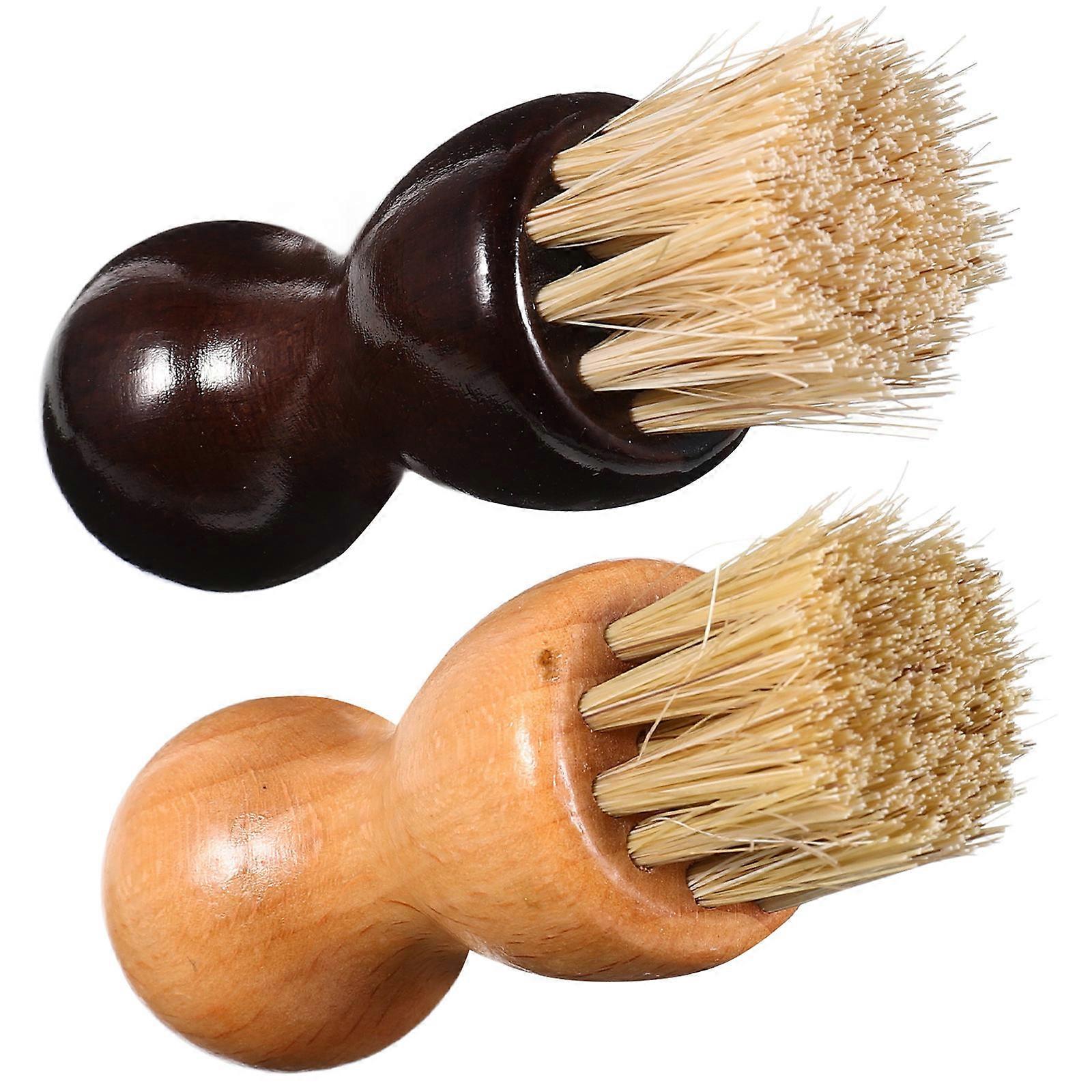 Shoe Polish Applicator with Handle 2pcs Cleaning Brush Set for Footwear, Deep Stain Removal for Office, Travel & Social Use