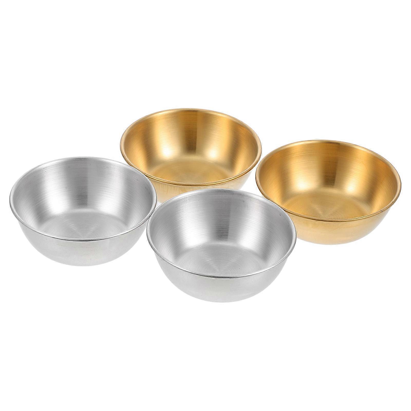 4pcs Stainless Steel Dipping Sauce Bowls Reusable Small Cups for Soy Sauce Sushi Seasoning Appetizers Rice Noodle