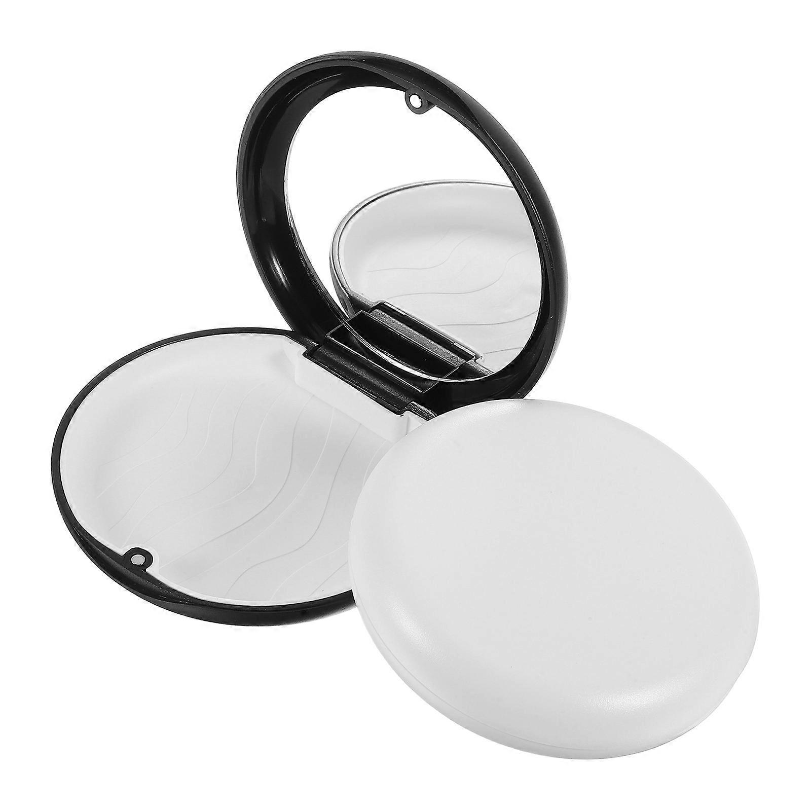 Retainer Travel Case Dentures Holder Compact Design With Mirror Use For Daily Use Black 8.70X8.70X2.30CM 2Pcs