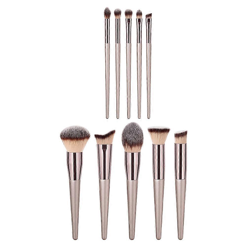 Rose Gold Makeup Brush Kit with Dense Nylon Fiber Bristles for Foundation and Eye Shadow Application 10 Piece
