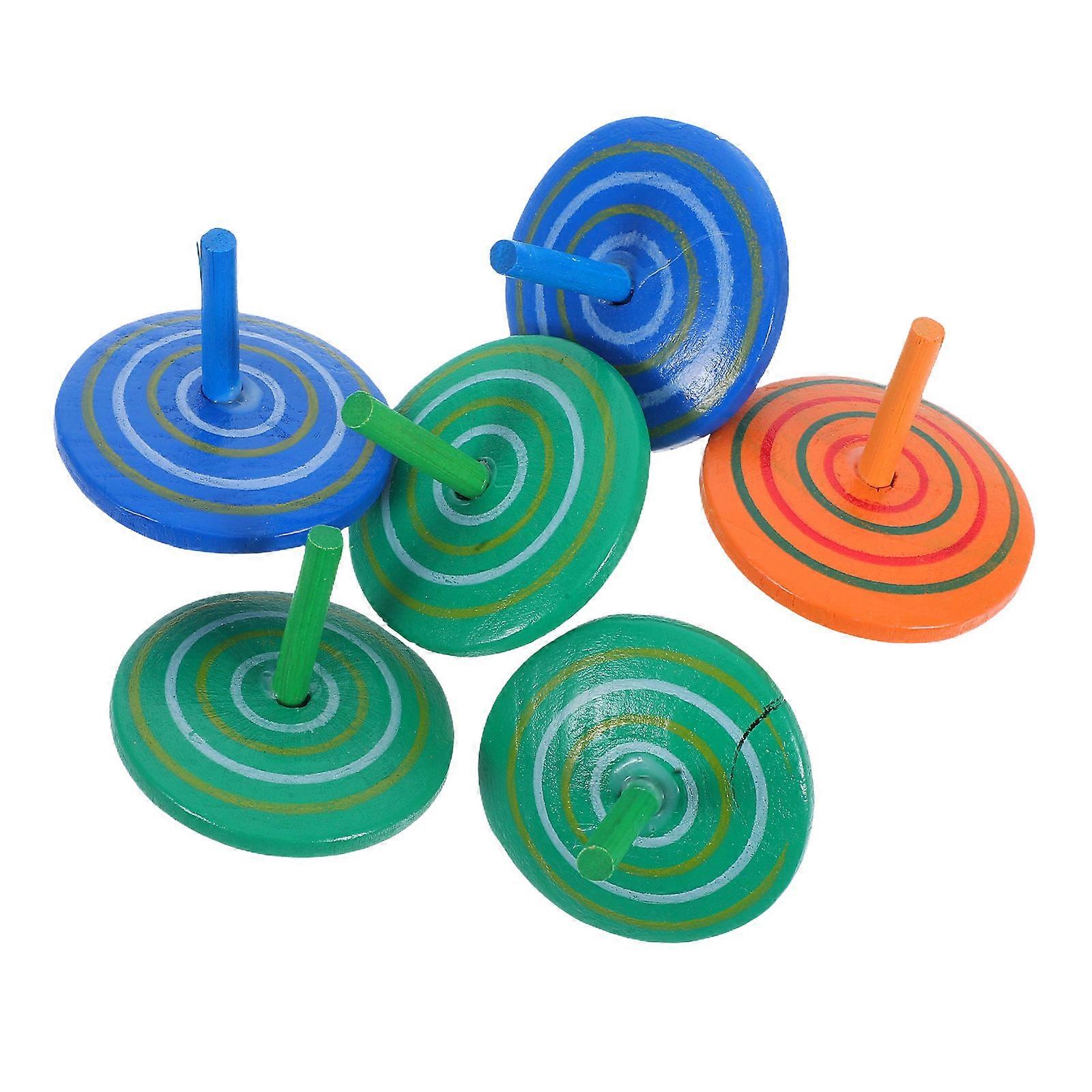 6pcs Colorful Wooden Spinning Tops – Fun Hand Eye Coordination Game for Boys, Safe Material, Party Favors & Creative Play