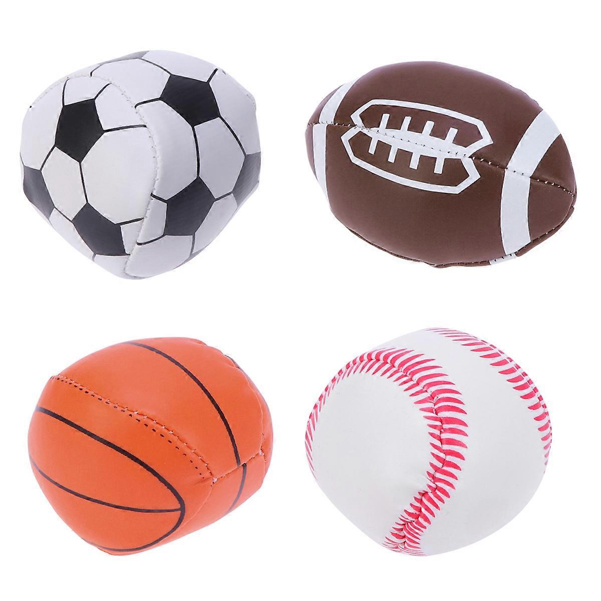 Assorted Color Mini Toy Balls for Playing Made of PVC 4 Pieces Stress Relief Small Balls