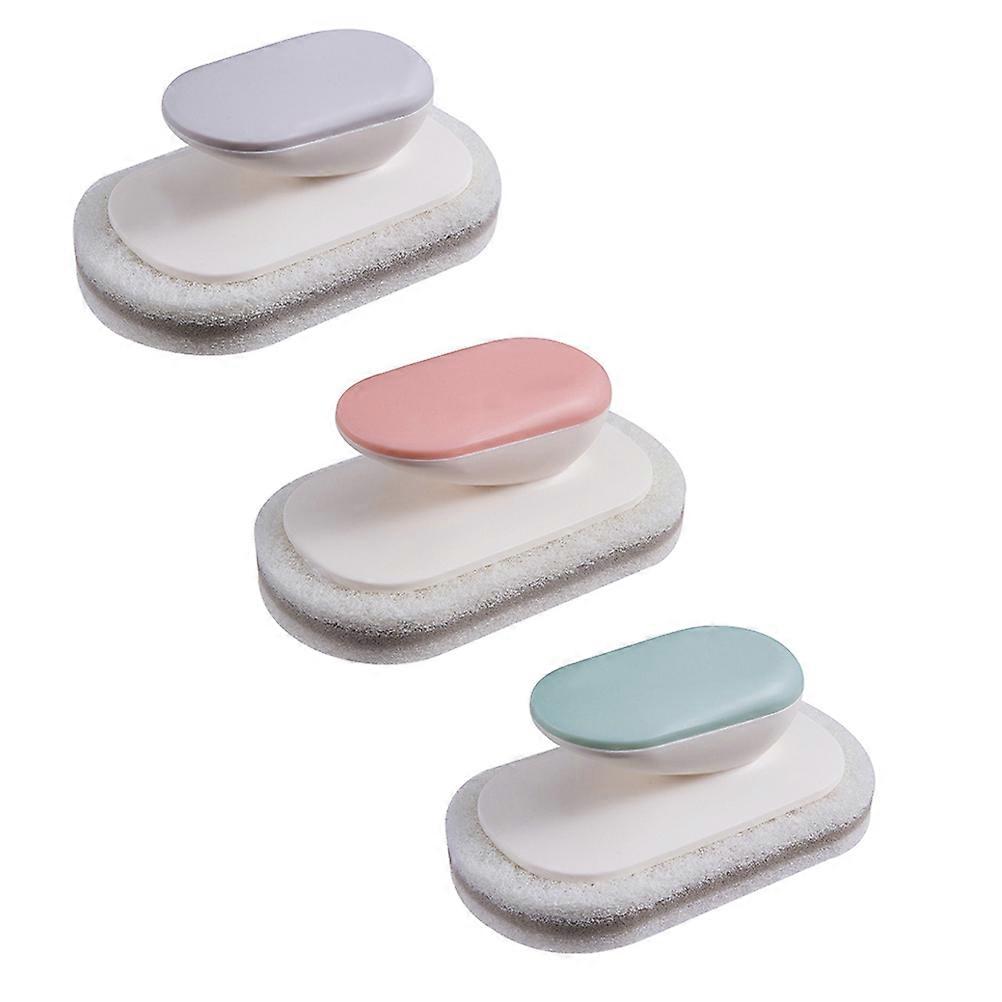 Sponge Brush with Handle for Cleaning Kitchen Supplies Assorted Color PP Material 3 Pieces