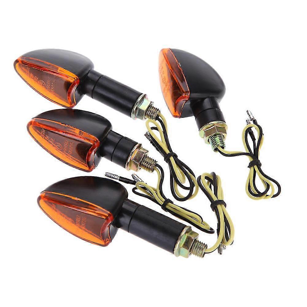 4pcs 12V Motorcycle Light Amber Front Back Turn Signal Indicator Lamp