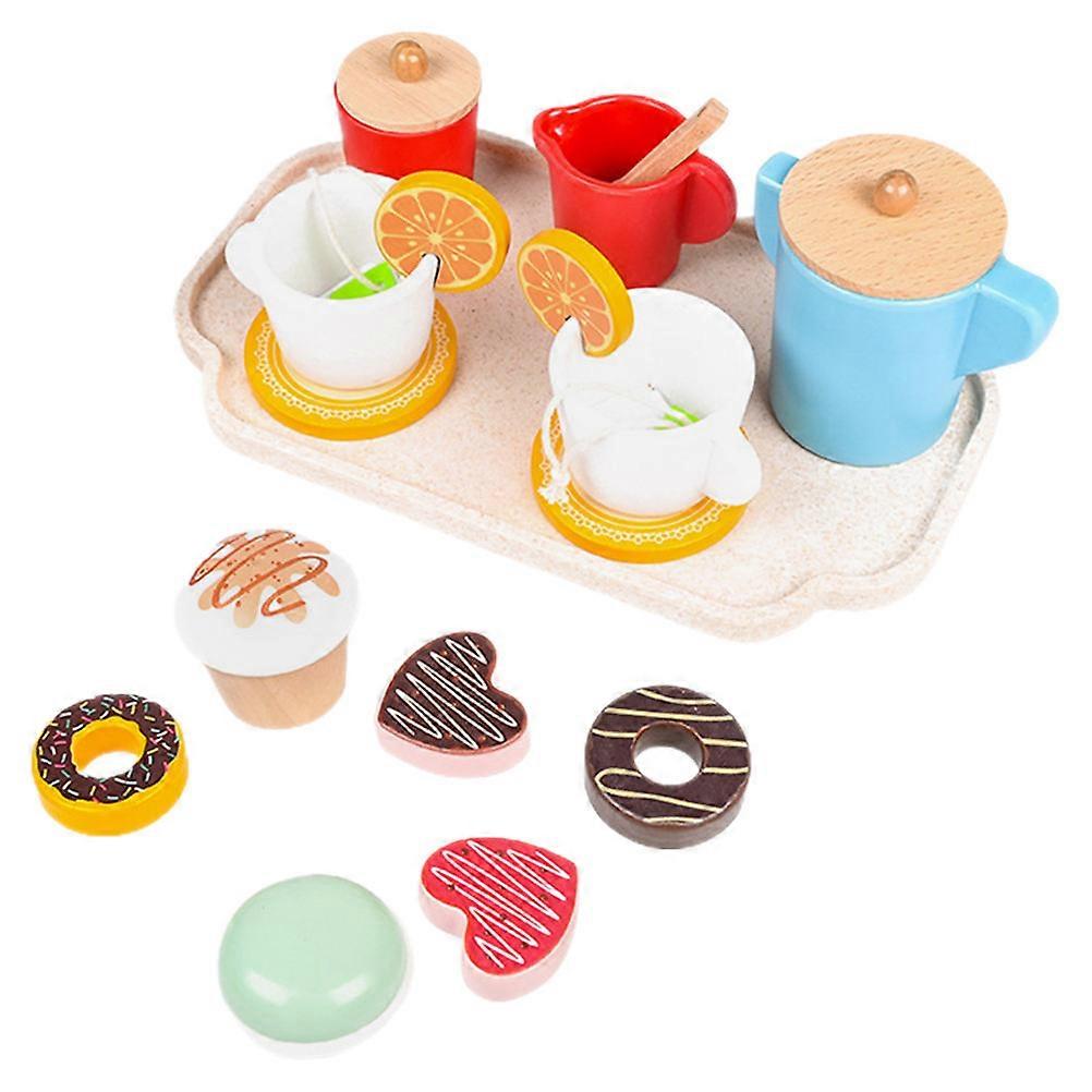Wooden Afternoon Tea Set for Miniature Pretend Play – Includes Teapot, Teacups, and Accessories for Role Play and Educational Fun