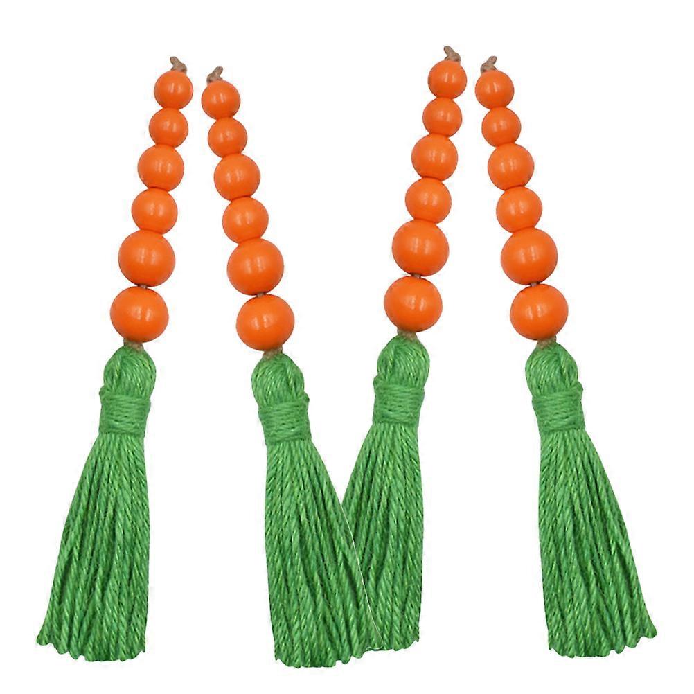 4pcs Carrot Beads Tassel Pendant Rustic Spring Beads Garland Carrot Spring Decor Easter Ornament